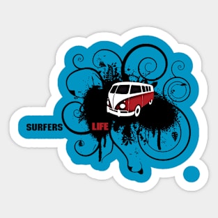 Surfer's Life on Teal Sticker